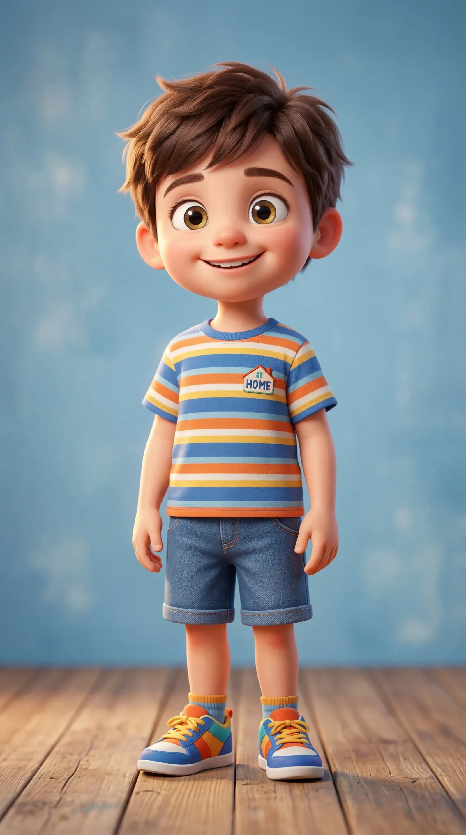 Cheerful  animated boy character symbolizing child-friendly home healthcare and caregiving services